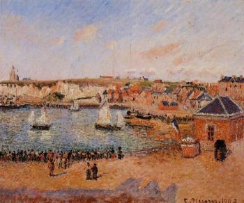 Camille Pissarro : The Inner Harbor, Dieppe, Afternoon, Sun, Low Tide